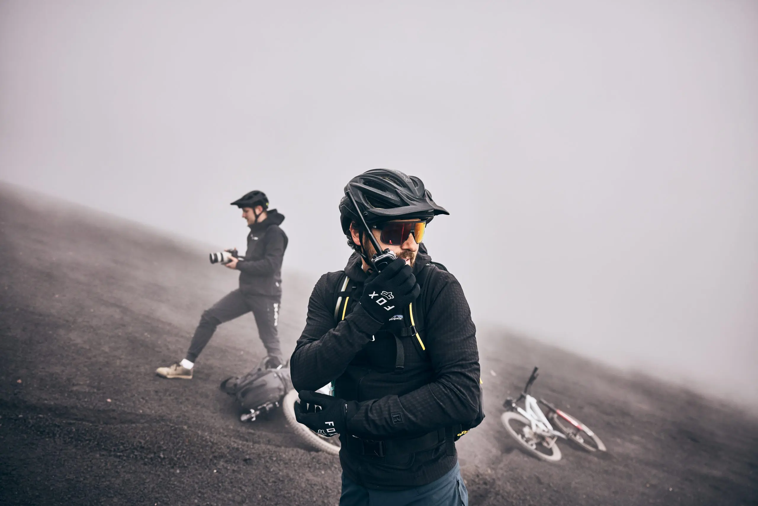 Mountain Bike Press Camp action with team planning and capturing content; supported by Mountain Bike Marketing Agency and logistical support services. LOAM.