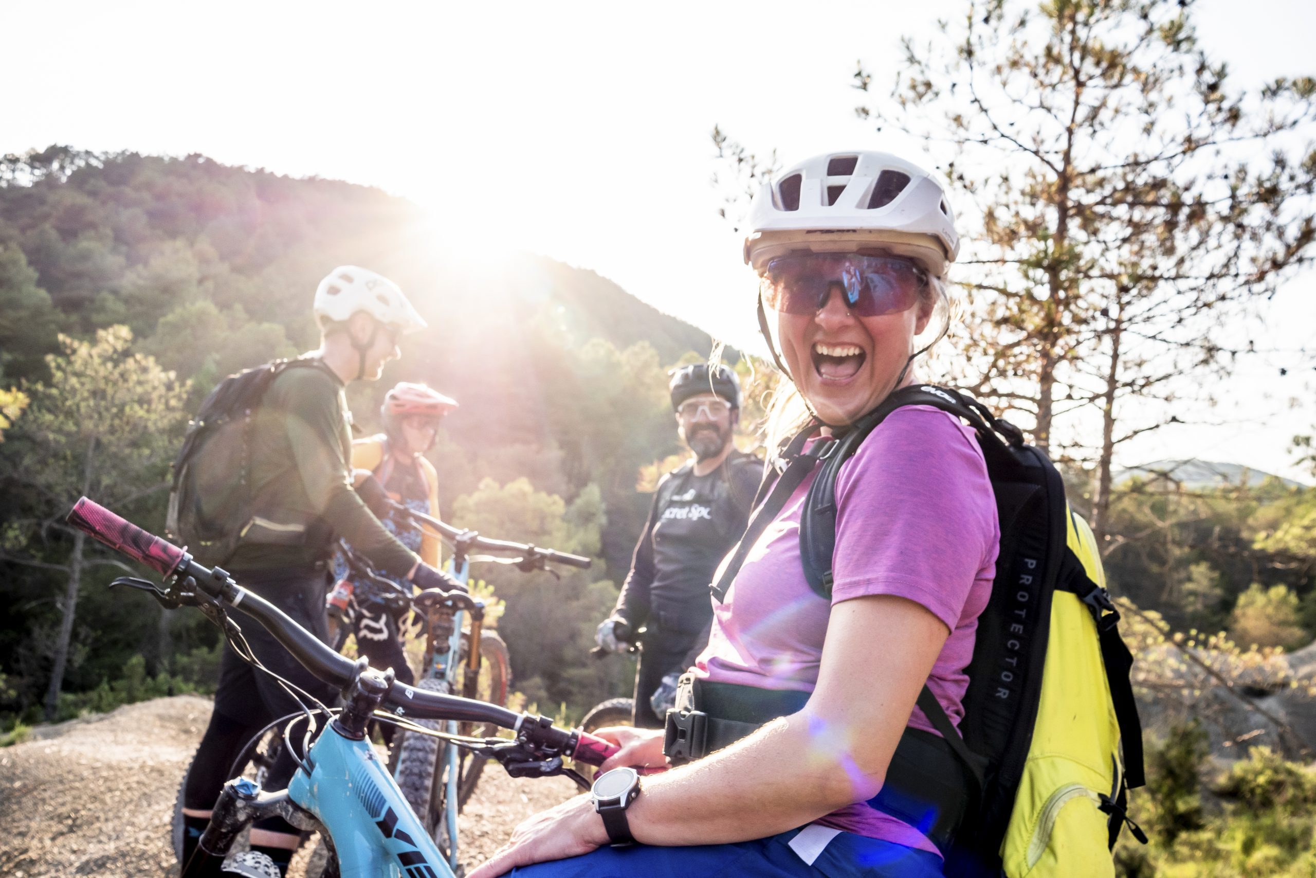 Mountain Bike Press Camp participants engaging at a scenic location, showcasing Mountain Bike Marketing Agency and Mountain Bike Event Planner opportunities. LOAM.
